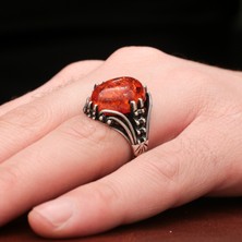 Mem Güney Silver Toz Kehribar Taşlı 925 Ayar Gümüş Yüzük