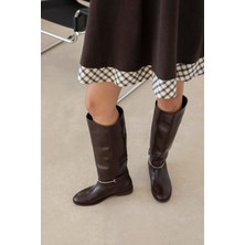 Straswans Lena Kadın  Aksesuar Detay  Deri  Çizme Kahve