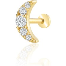 Yavuz Kuyumculuk 14 Ayar Altın Taşlı Ay Tragus Piercing