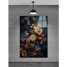 Marsilyan Altın Rengi Sevilen Çiçek Cam Tablo