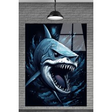 Marsilyan  Korkunç Denizdeki 3D Köpek Balığı Cam Tablosu
