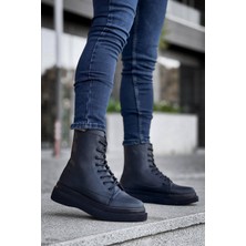 EM Trend KB-0991  Kuback Siyah Cilt Siyah Yüksek Taban  Bağcıklı  Postal Bot