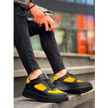 EM Trend Kb-X8 Kuback Siyah Sarı Cilt Yüksek Taban Günlük Spor Ayakkabı