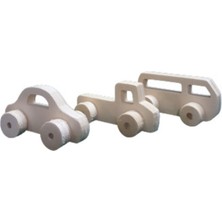 Empressco Bej Ahşap 3'lü Oyuncak Araba Seti, Eğlenceli ve Şık Tasarım