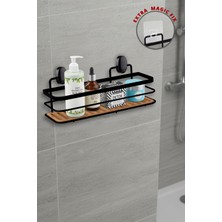 Okyanus Home Eko Magic Yapıştır&vidala Due Tek Katlı Dikdörtgen Lamalı Şampuanlık 9,5 x 28,5 cm / Siyah