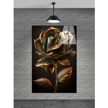 Marsilyan Altın Rengi Sevilen Çiçek Cam Tablo