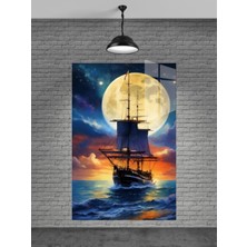 Gemi ve Büyük Ay Cam Tablo Ev Dekorasyon,balkon Dekorasyonu,dekoratif,duvar Tablo,mutfak Tablo