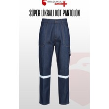 Selçuklu Plus Süper Likralı Kot İş Pantolonu | Reflektörlü, Çok Cepli, Dayanıklı Denim İşçi Pantolonu
