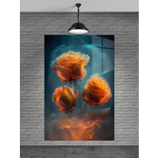 Marsilyan Turuncu Çiçekler Cam Tablo Ev Dekorasyon,balkon Dekorasyonu,dekoratif,duvar Tablo,mutfak Tablo