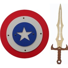 Empressco Mavi Kaptan Amerika Kalkanı ve Ahşap Kılıç Seti, Eğlence ve Koleksiyon Için Ideal