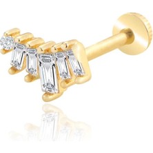 Yavuz Kuyumculuk 14 Ayar Altın Sıralı Baget Taşlı Tragus Piercing