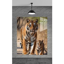 Kaplan ve Yavruları Cam Tablo Ev Dekorasyon,balkon Dekorasyonu,dekoratif,duvar Tablo,mutfak Tablo