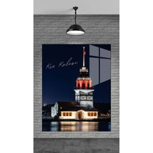 Marsilyan Muhteşem Kız Kulesi Dekoratif Temperli Cam Üzerine Tablo Sevgilinize Yılbaşı Hediye