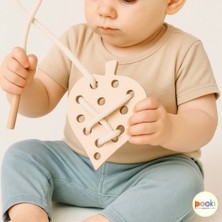 Empressco Bej Montessori Ip Geçirme Oyunu Yaprak ile Çocuklara Eğlenceli Öğrenme Zamanı