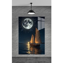 Marsilyan Gemi ve Dolunay Cam Tablo Ev Dekorasyon,balkon Dekorasyonu,dekoratif,duvar Tablo,mutfak Tablo