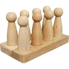 Empressco El Yapımı 8'li Kahverengi Peg Bebek ve Alt Tabla Seti