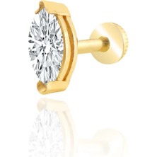 Yavuz Kuyumculuk 14 Ayar Altın Markiz Taşlı Tragus Piercing