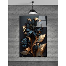 Altın Rengi Sevilen Çiçek Cam Tablo