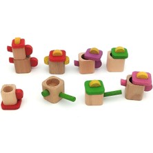 Empressco Renkli Ahşap Minyatür Ocak ve Tencere Seti, 8 Parça, Dekoratif ve Eğlenceli