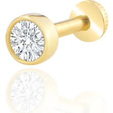 Yavuz Kuyumculuk 14 Ayar Altın Sıvama Tektaş Tragus Piercing