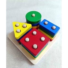 Empressco Renkli Ahşap Geometri Geçirme Bıltak Eğitici Öğretici Çocuk Oyunu