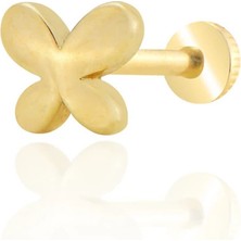 Yavuz Kuyumculuk 14 Ayar Altın Taşsız Kelebek Tragus Piercing