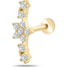Yavuz Kuyumculuk 14 Ayar Altın Taşlı Çiçek Piercing