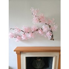 Decoroon El Yapımı Açık Pembe Çiçekli Sakura Dalı Duvar Dekoru – Doğal Ağaç Gövdesi Çiçek Tasarımı