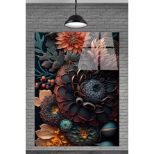  Sevilen Seri Altın Çiçekler Cam Tablosu