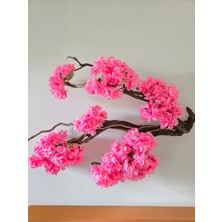 Decoroon El Yapımı Koyu Pembe Çiçekli Sakura Dalı Duvar Dekoru – Doğal Ağaç Dalı Çiçek Tasarımı