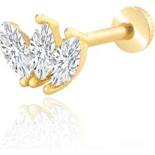 Yavuz Kuyumculuk 14 Ayar Altın Tria Markiz Tragus Piercing