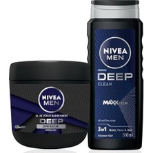 Storemax Nivea Men Erkek Damat Çeyiz Seti Deep Dimension Duş Jeli 500ML ve Nemlendirici El Vücut Bakım Kremi 400ML