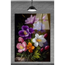 Marsilyan  Sevilen Seri Yağlı Boya Çiçek Cam Tablosu