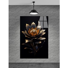 Altın Rengi Sevilen Çiçek Cam Tablo