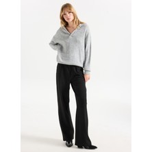 People By Fabrika Yüksek Bel Loose Fit Siyah Kadın Pantolon PBF5WL-PNT9526