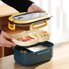 Storemax Lunch Box Tek Katlı 1200 ml 2x3 Bölmeli Sefer Tası – Çatal Kaşık Bıçak Dahil Bpa’sız Plastik Hava Kilitli Beslenme Kabı Kutusu – Renkli Bento Yemek Kabı Karışık Renk