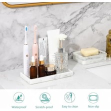 Storemax Tepsiler, 20X10CM Silikon Tezgah Tepsisi, Mutfak Lavabo Sabunluklu, Bulaşık Tutuculu Tezgah Üstü Tuvalet Tankı Masa Düzenleyici Mermer Desenli, Beyaz