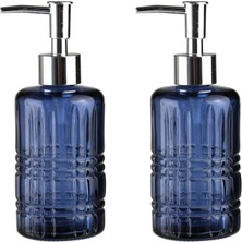 Storemax Homi Seti Cam Sıvı Sabunluk 2 Adet,kristal Desenli Mavi 300ML 6,8X17,6CM