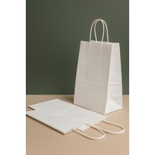 Orbak Kağıtçılık Beyaz Renkli Kraft Kağıt Çanta 18X8X24 cm – 5’li Paket | Hediye Poşeti & Hediye Paketi