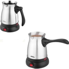 Çelik Elektrikli Cezve Türk Kahve Makinesi - 6FİNCAN=500ML 360 Derece Kablosuz Kullanım 600W SCM-2992 (4887)