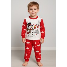 Selvira Baskılı Yılbaşı/noel Temalı Çocuk Pijama Takımı - Kışlık Pamuklu Takım