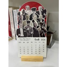 Storemax 2026 Atatürk Takvimi, Atatürk Temalı, Masa Üstü Ahşap Standlı, Türk Bayrağı Tasarımlı,