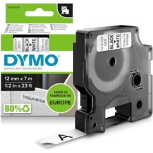Storemax D1 Yedek Şerit, 12 mm x 7 Mt, Beyaz/siyah (45013)