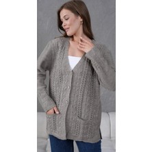 Fresh Moda Kadın Anne Büyük Beden Zincir Çiçek Motifli Hırka
