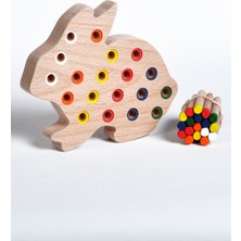 Empressco Doğal Renkli Ahşap Tavşan Tak Çıkar Eğitici Oyuncak 5058