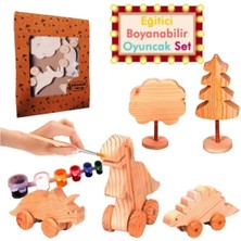 Empressco El Yapımı Doğal Ahşap Eğitici Oyuncak Seti, Dinozorlar ve Ağaçlar ile Keyifli Zaman