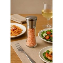 Storemax Cam Gövdeli Metal Krom Renk Kapaklı Tuz Karabiber Değirmeni Tuz Karabiber Öğütücü 19 cm 2 Adet