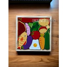 Empressco Renkli Ahşap Sebze ve Hayvanlar Puzzle Eğitici ve Eğlenceli Oyun Seti