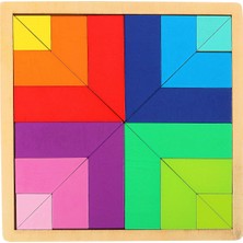 Empressco 24 Parça Ahşap Tengram Seti, Renkli ve Eğitici Çoklu Puzzle Oyun Seti