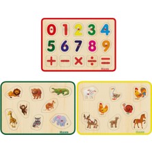 Empressco Renkli Ahşap 3'lü Set: Sayılar, Vahşi ve Çiftlik Hayvanları